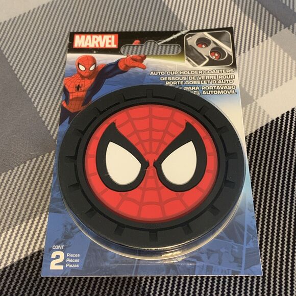 Plasticolor Spiderman Car Coaster, 2x Cupholder Coasters Marvel Comics Spiderman - Picture 3 of 3